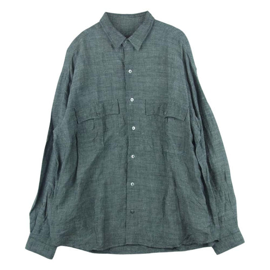 PORTER CLASSIC ポータークラシック ROLL UP BAMBOO LINEN SHIRT ロールアップ バンブー リネン 長袖 シャツ グレー系 L【中古】