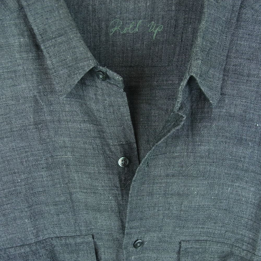 PORTER CLASSIC ポータークラシック ROLL UP BAMBOO LINEN SHIRT ロールアップ バンブー リネン 長袖 シャツ グレー系 L【中古】