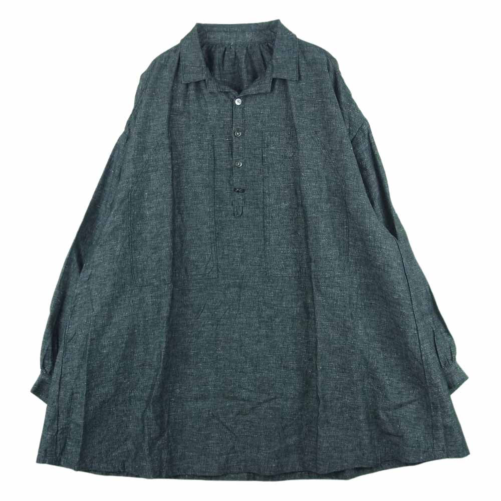 PORTER CLASSIC ポータークラシック BRESSON LINEN LONG SMOCK SHIRT WATCH CHAIN ITEM ブレッソン リネン ロング スモック 長袖 シャツ ウォッチチェーン グレー系 3【中古】