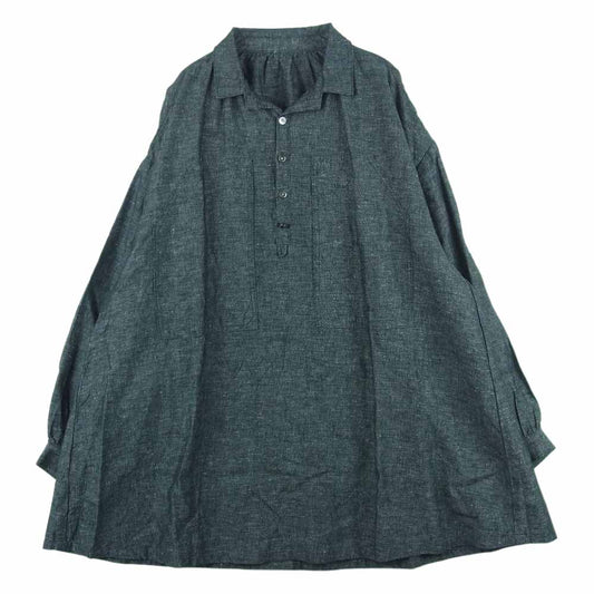 PORTER CLASSIC ポータークラシック BRESSON LINEN LONG SMOCK SHIRT WATCH CHAIN ITEM ブレッソン リネン ロング スモック 長袖 シャツ ウォッチチェーン グレー系 3【中古】
