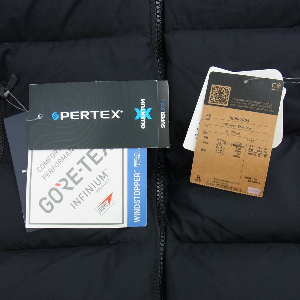 THE NORTH FACE ノースフェイス NDW91964  WS Down Shell Coat ウィンドストッパー ダウン シェル コート ブラック系 S【極上美品】【中古】