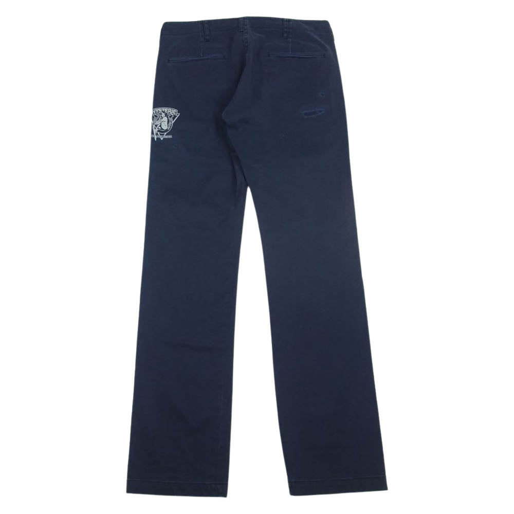 HYSTERIC GLAMOUR ヒステリックグラマー 0262AP09 ダメージ加工 チノ パンツ ネイビー系 S【中古】