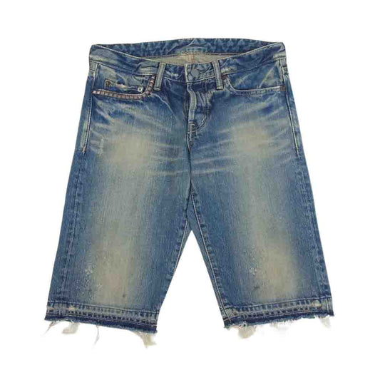 HYSTERIC GLAMOUR ヒステリックグラマー 4AM-0542 ダメージ加工 デニム ショーツ インディゴブルー系 30【中古】