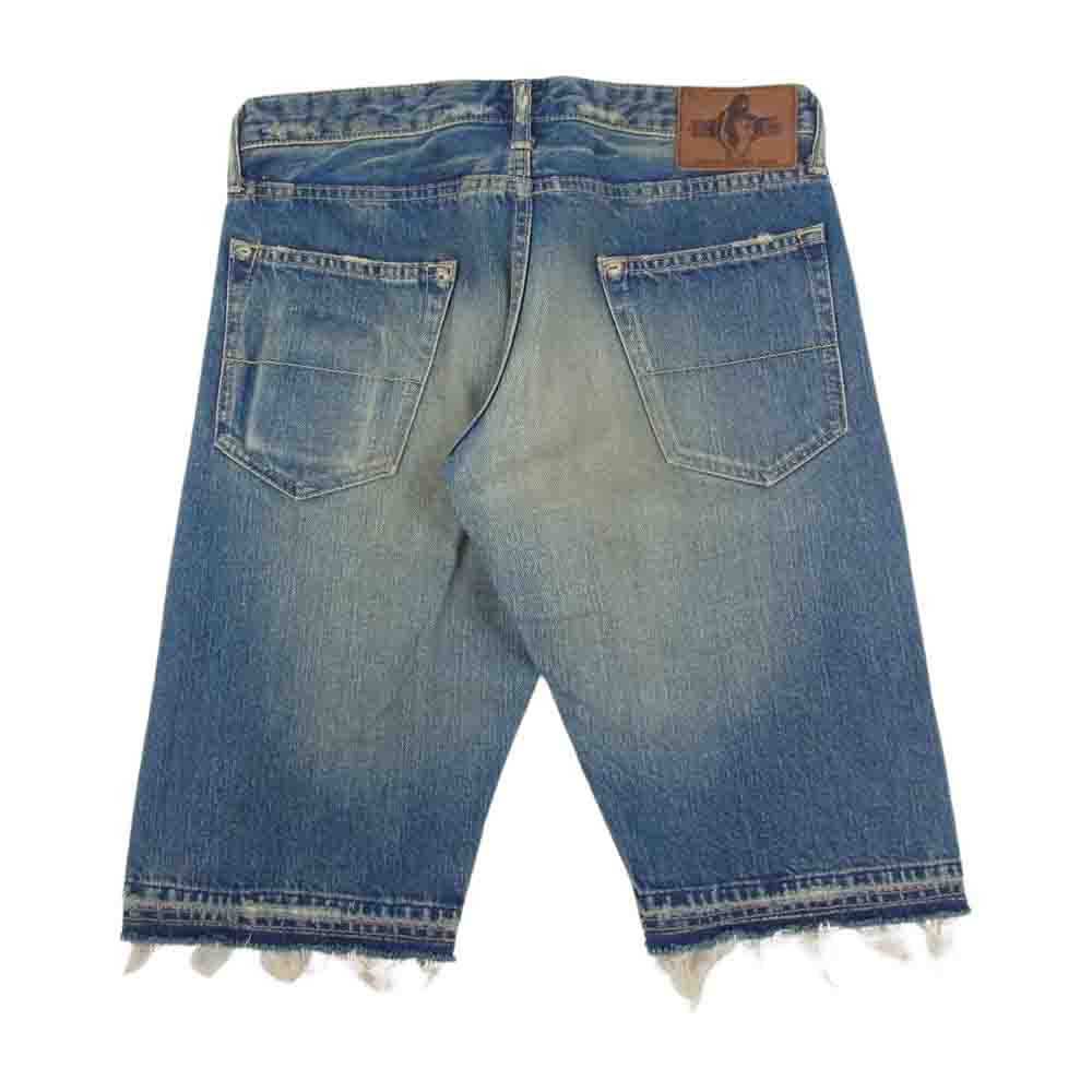 HYSTERIC GLAMOUR ヒステリックグラマー 4AM-0542 ダメージ加工 デニム ショーツ インディゴブルー系 30【中古】