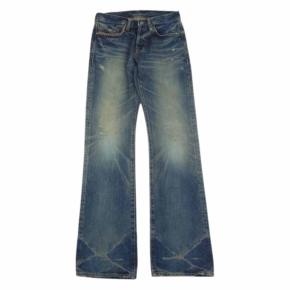 HYSTERIC GLAMOUR ヒステリックグラマー USED加工 ブーツカット デニム パンツ インディゴブルー系 28【中古】
