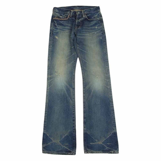 HYSTERIC GLAMOUR ヒステリックグラマー USED加工 ブーツカット デニム パンツ インディゴブルー系 28【中古】