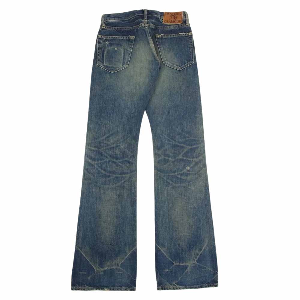 HYSTERIC GLAMOUR ヒステリックグラマー USED加工 ブーツカット デニム パンツ インディゴブルー系 28【中古】
