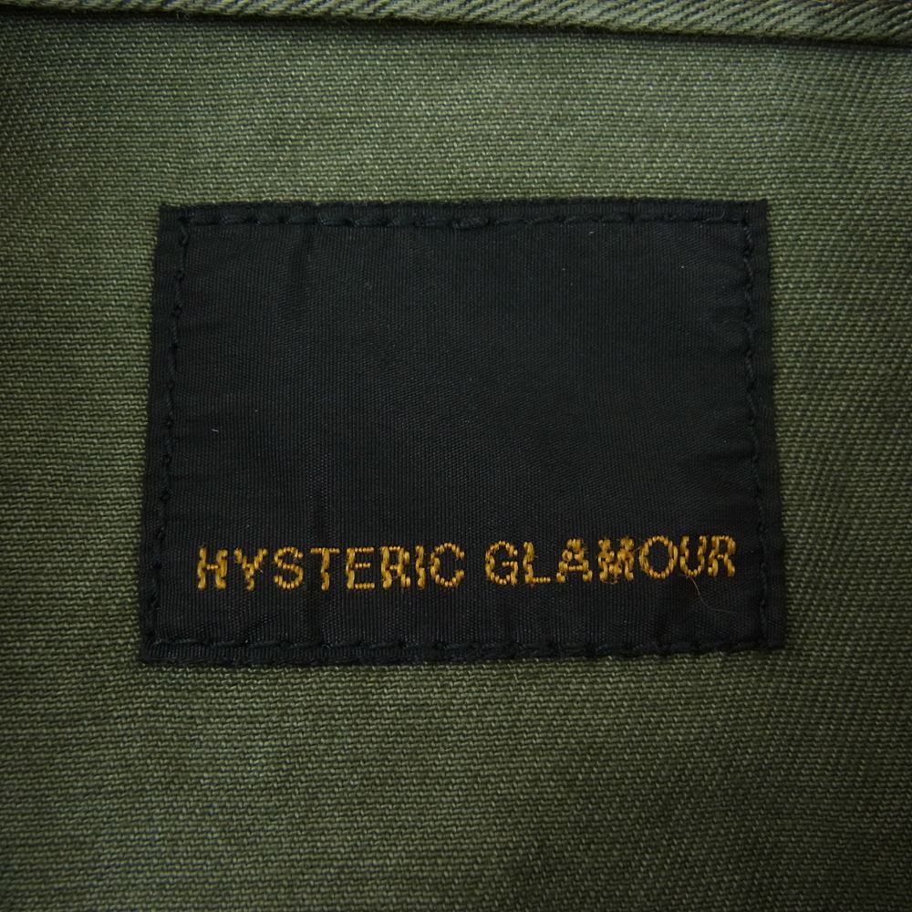 HYSTERIC GLAMOUR ヒステリックグラマー 0221AH05 プリント 総柄 ミリタリーシャツ カーキ系 S【中古】