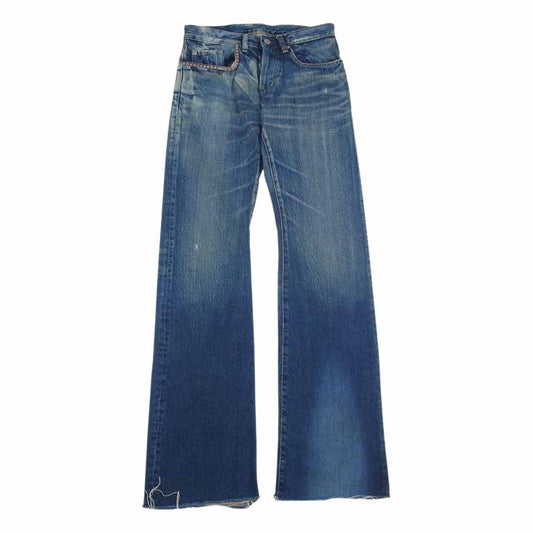 HYSTERIC GLAMOUR ヒステリックグラマー 4AP-2911 ブーツカット カットオフ ダメージ加工 スタッズ デニムパンツ インディゴブルー系 28【中古】