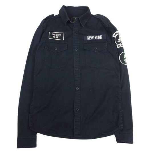 HYSTERIC GLAMOUR ヒステリックグラマー 0201AH01 DESIGNED TO KILL 刺繍 M-65 ミリタリー シャツ ブラック ブラック系 S【中古】