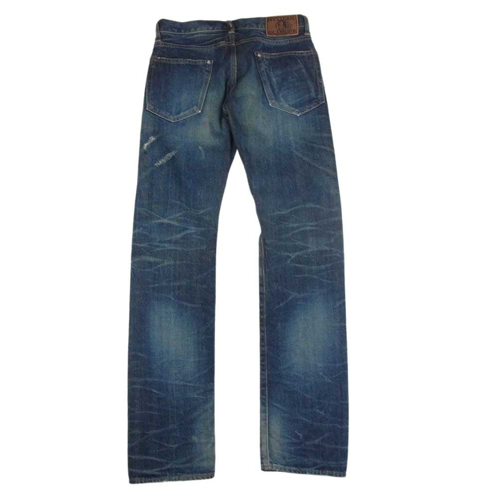 HYSTERIC GLAMOUR ヒステリックグラマー 4AP-2671 クラッシュ リペア 加工 スタッズ スリム デニム パンツ インディゴブルー系 28【中古】