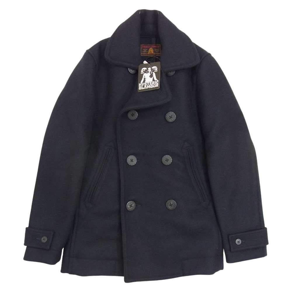 HYSTERIC GLAMOUR ヒステリックグラマー 0234AC09275 ウール メルトン ピーコート ネイビー系 S【新古品】【未使用】【中古】