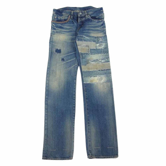 HYSTERIC GLAMOUR ヒステリックグラマー 0201AP09 SP加工 スクラッチ リメイク ストレート デニム パンツ  インディゴブルー系 28【中古】