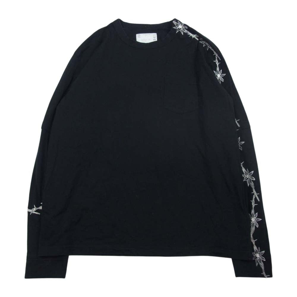 Sacai サカイ 19-01960M フラワー 刺繍 レイヤード ポケット Tシャツ