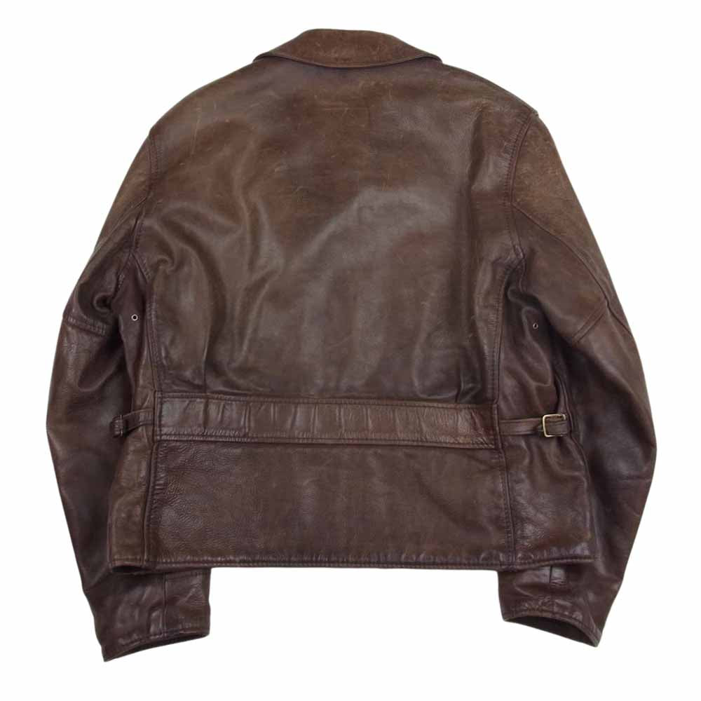 AERO LEATHER エアロレザー ステアハイド Steerhide Halfbelt ハーフベルト シングル ライダース ジャケット ブラウン系 42【中古】