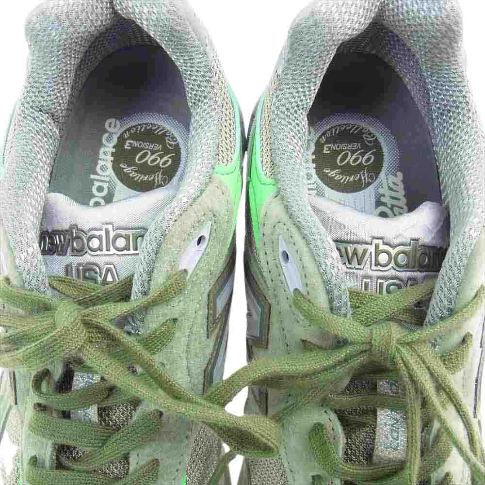 NEW BALANCE ニューバランス M990PP3 × Patta パタ 990v3 スニーカー グレー系 グリーン系 25.5cm【極上美品】【中古】