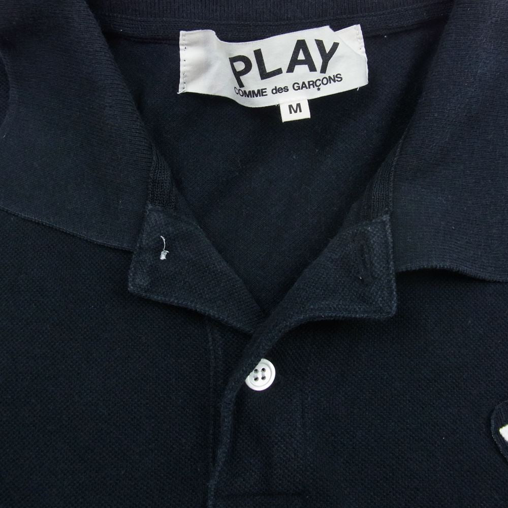 PLAY COMME des GARCONS プレイコムデギャルソン AZ-T066 ハートロゴ刺繍 半袖 ポロシャツ ブラック系 M【中古】