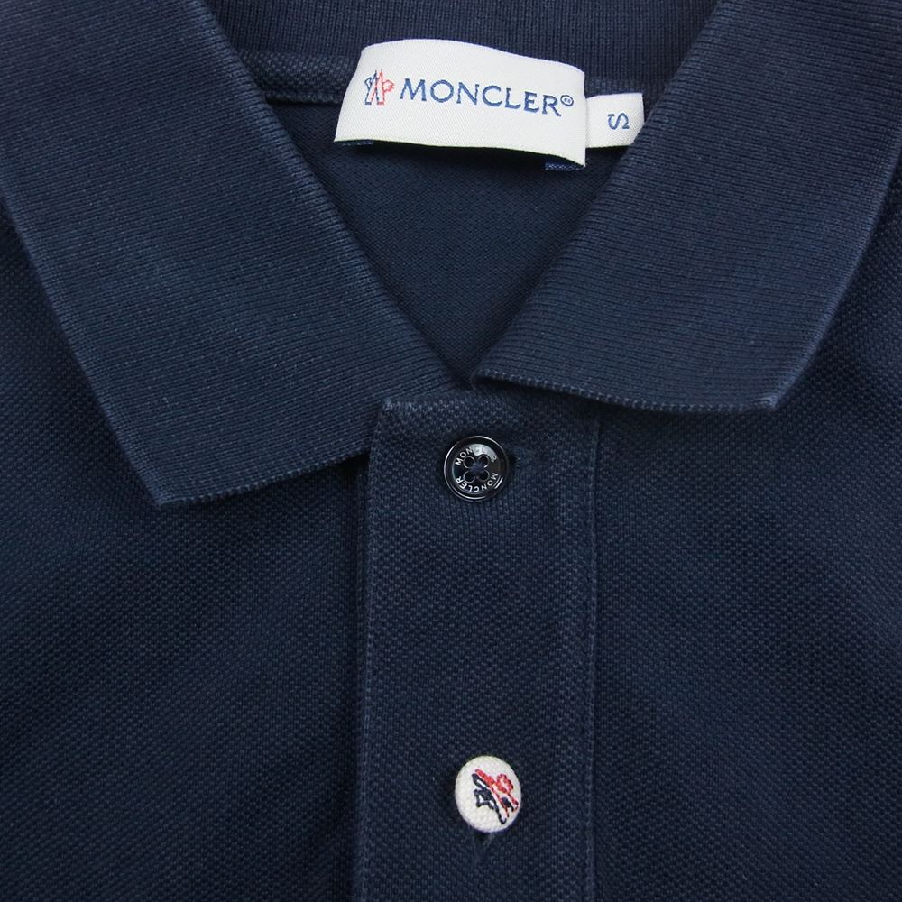 MONCLER モンクレール 国内正規品 MAGLIA POLO MANICA CORTA マグリア ロゴワッペン 半袖 ポロシャツ ネイビー×ネイビー ダークネイビー系 S【中古】