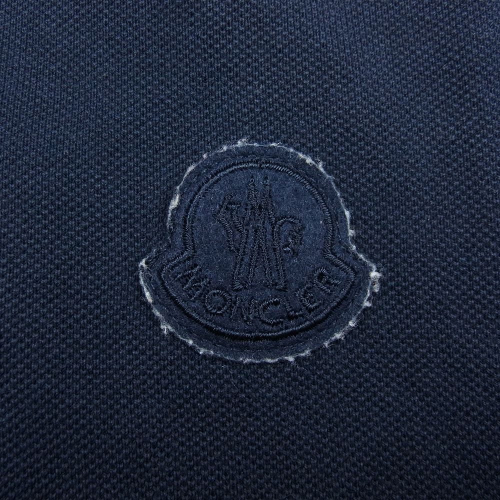 MONCLER モンクレール 国内正規品 MAGLIA POLO MANICA CORTA マグリア ロゴワッペン 半袖 ポロシャツ ネイビー×ネイビー ダークネイビー系 S【中古】