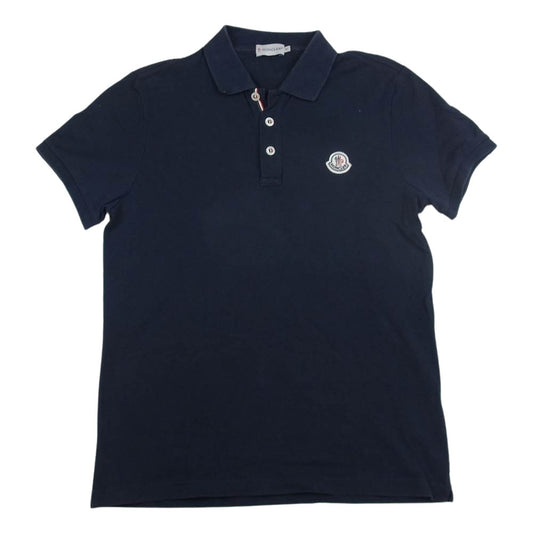 MONCLER モンクレール 国内正規品 MAGLIA POLO MANICA CORTA マグリア ロゴワッペン 半袖 ポロシャツ ネイビー×ホワイト ダークネイビー系 S【中古】