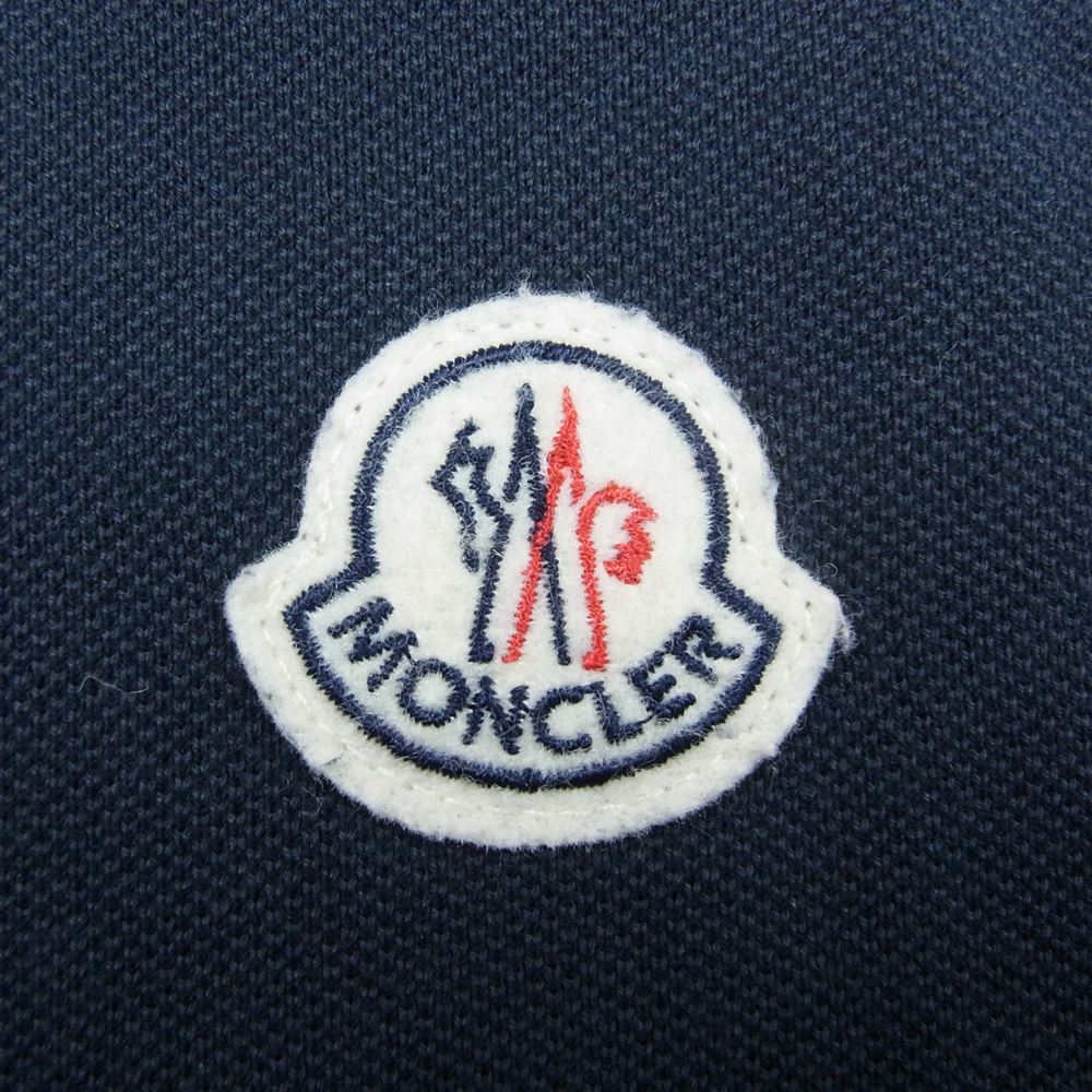 MONCLER モンクレール 国内正規品 MAGLIA POLO MANICA CORTA マグリア ロゴワッペン 半袖 ポロシャツ ネイビー×ホワイト ダークネイビー系 S【中古】