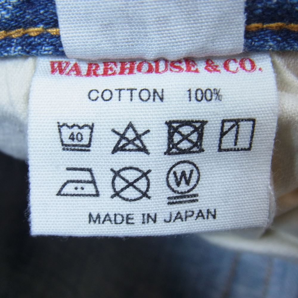WAREHOUSE ウエアハウス 1105 2ND-HAND USED WASH ウォッシュ加工 5ポケット ジップフライ デニムパンツ ジーンズ インディゴブルー系 32【中古】