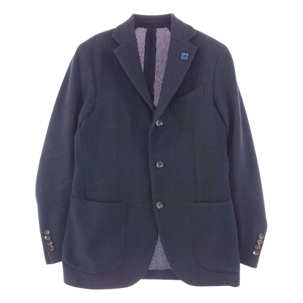 LARDINI ラルディーニ イタリア製 3B ブートニエール コットン ニット テーラードジャケット ダークネイビー系 44【中古】