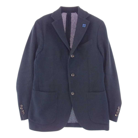 LARDINI ラルディーニ イタリア製 3B ブートニエール コットン ニット テーラードジャケット ダークネイビー系 44【中古】