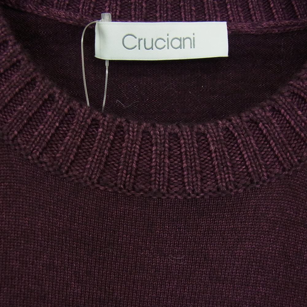 CRUCIANI クルチアーニ 22AW JU4200 国内正規品 イタリア製 27×9ハイゲージ クルーネック ウールニット パープル系 48【美品】【中古】