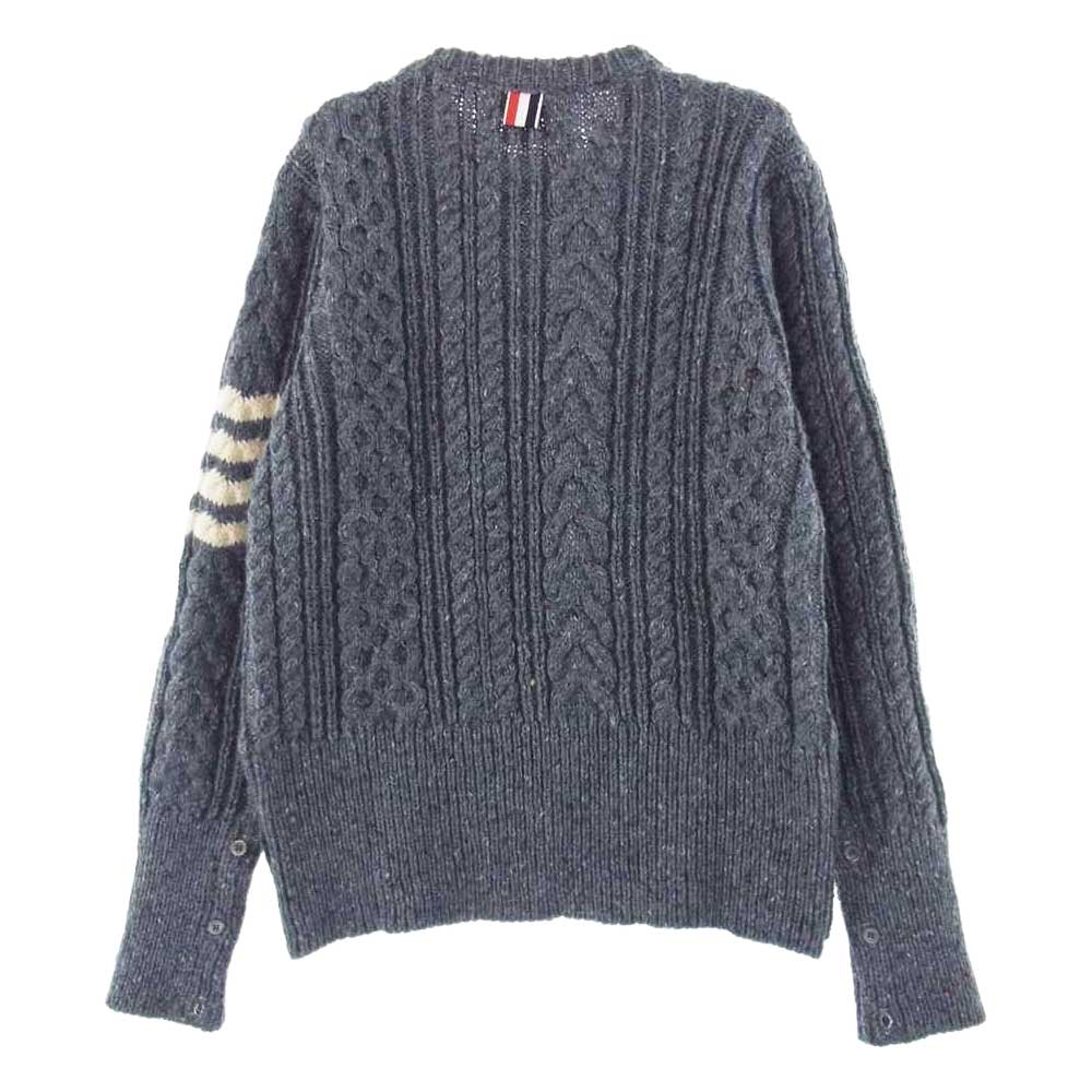 THOM BROWNE トムブラウン 22AW  MKA411A Y1506 420 トリコロールテープ モヘヤ混ウール ケーブル ニット ダークブルー 2【新古品】【未使用】【中古】