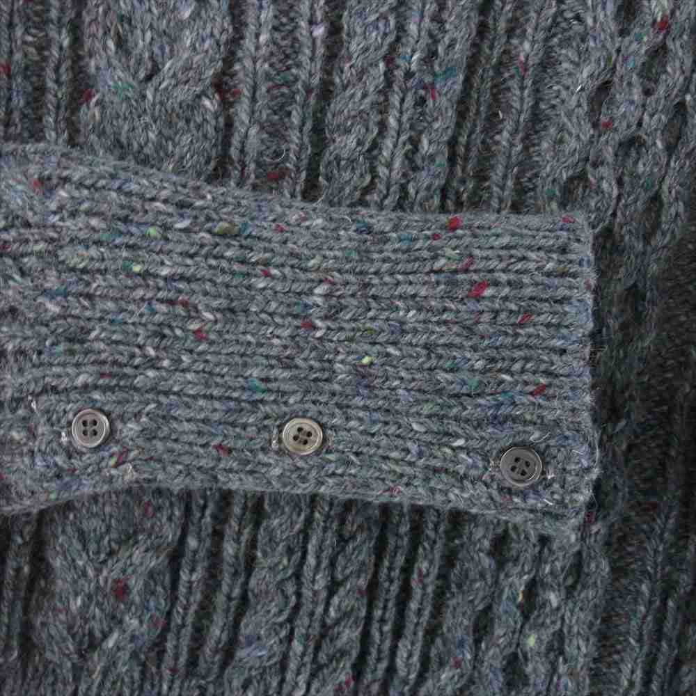 THOM BROWNE トムブラウン 22AW  MKA411A Y1506 420 トリコロールテープ モヘヤ混ウール ケーブル ニット ダークブルー 2【新古品】【未使用】【中古】