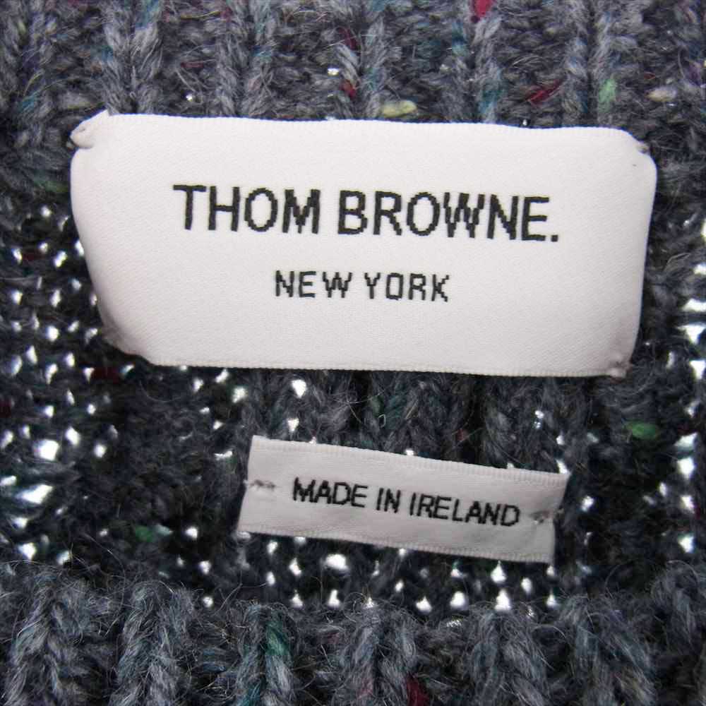 THOM BROWNE トムブラウン 22AW  MKA411A Y1506 420 トリコロールテープ モヘヤ混ウール ケーブル ニット ダークブルー 2【新古品】【未使用】【中古】