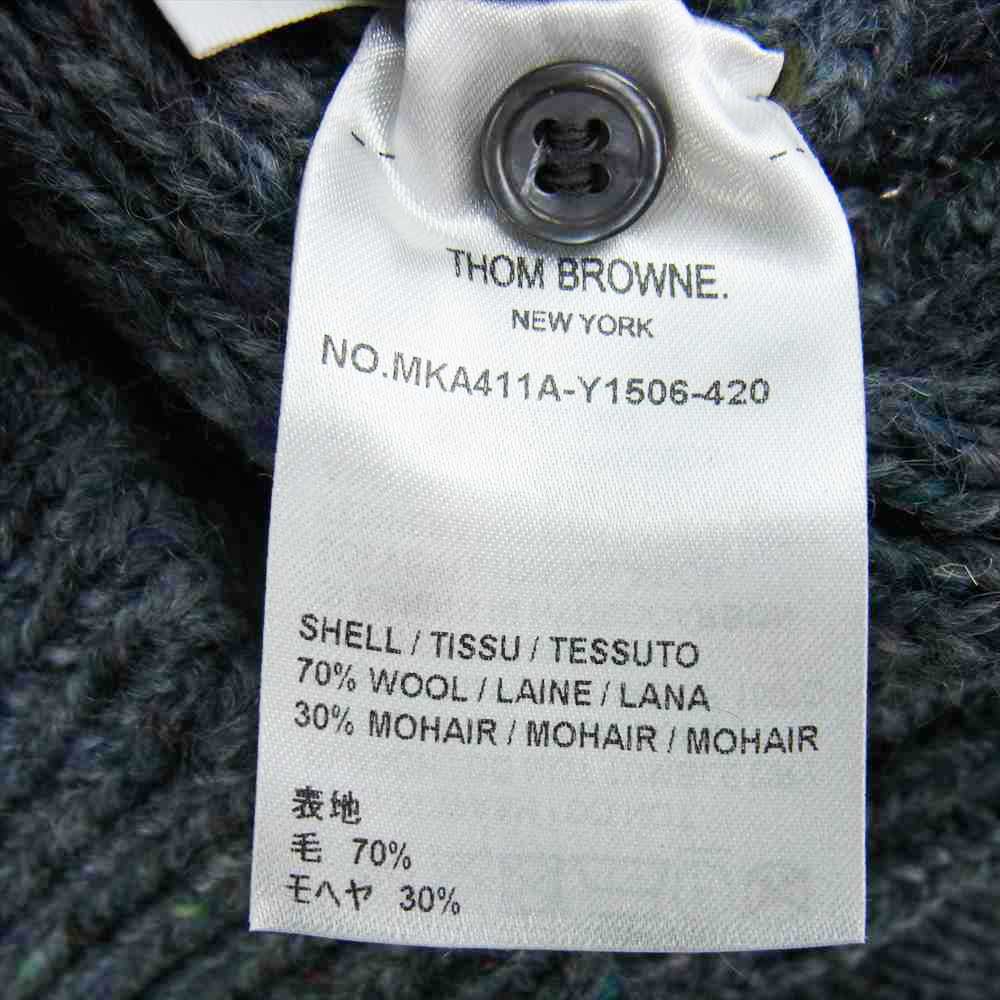 THOM BROWNE トムブラウン 22AW  MKA411A Y1506 420 トリコロールテープ モヘヤ混ウール ケーブル ニット ダークブルー 2【新古品】【未使用】【中古】