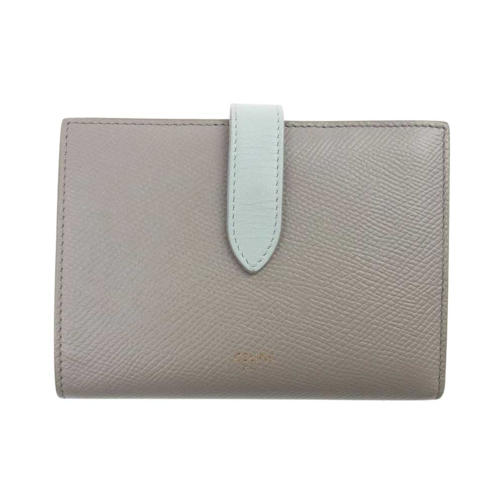 CELINE セリーヌ ミディアム ストラップ 二つ折り 財布 ウォレット グレー系【中古】