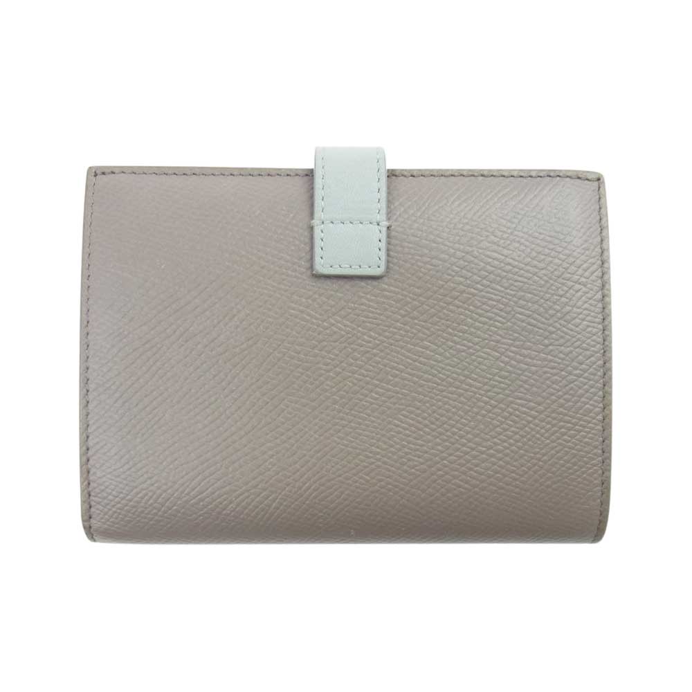 CELINE セリーヌ ミディアム ストラップ 二つ折り 財布 ウォレット グレー系【中古】