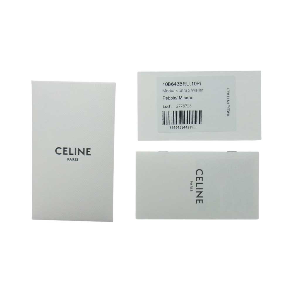 CELINE セリーヌ ミディアム ストラップ 二つ折り 財布 ウォレット グレー系【中古】