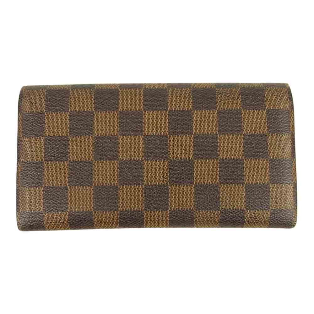 LOUIS VUITTON ルイ・ヴィトン N61724 ダミエ ポシェット ポルト モネ カルト クレディ 長財布 カウハイド レザー ブラウン系【中古】
