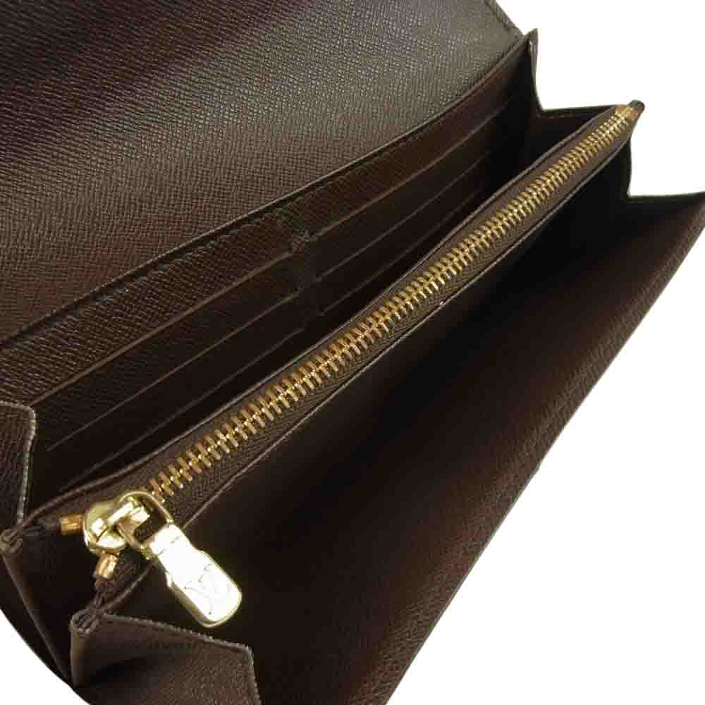 LOUIS VUITTON ルイ・ヴィトン N61724 ダミエ ポシェット ポルト モネ カルト クレディ 長財布 カウハイド レザー ブラウン系【中古】