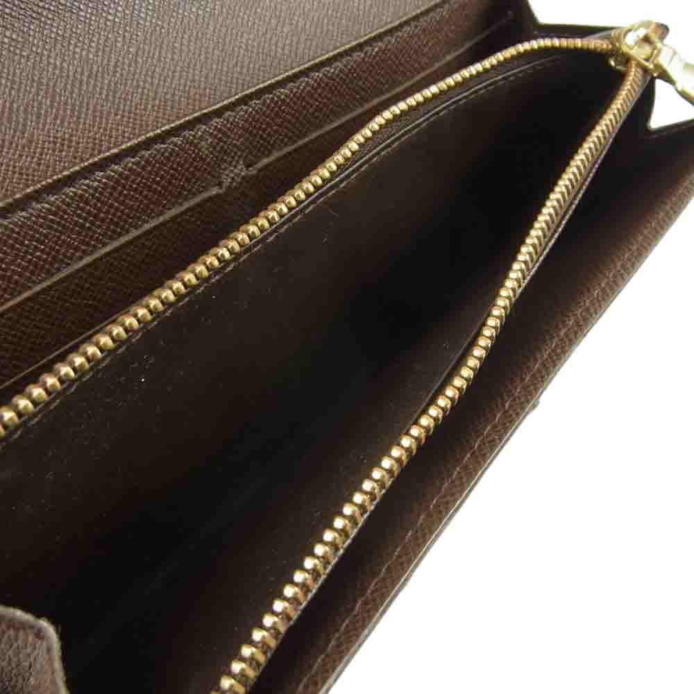LOUIS VUITTON ルイ・ヴィトン N61724 ダミエ ポシェット ポルト モネ カルト クレディ 長財布 カウハイド レザー ブラウン系【中古】