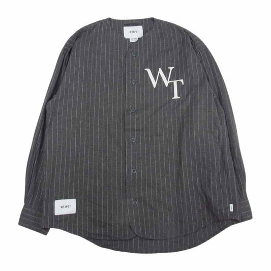 WTAPS ダブルタップス 22SS 221TQDT-SHM01 LEAGUE/LS/COTTON.FLANNEL.STRIPE リーグ ロングスリーブ シャツ フランネル ストライプ  グレー系 2【中古】