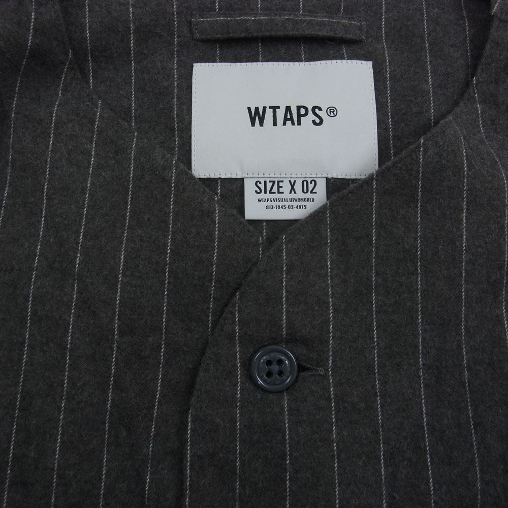 WTAPS ダブルタップス 22SS 221TQDT-SHM01 LEAGUE/LS/COTTON.FLANNEL.STRIPE リーグ ロングスリーブ シャツ フランネル ストライプ  グレー系 2【中古】