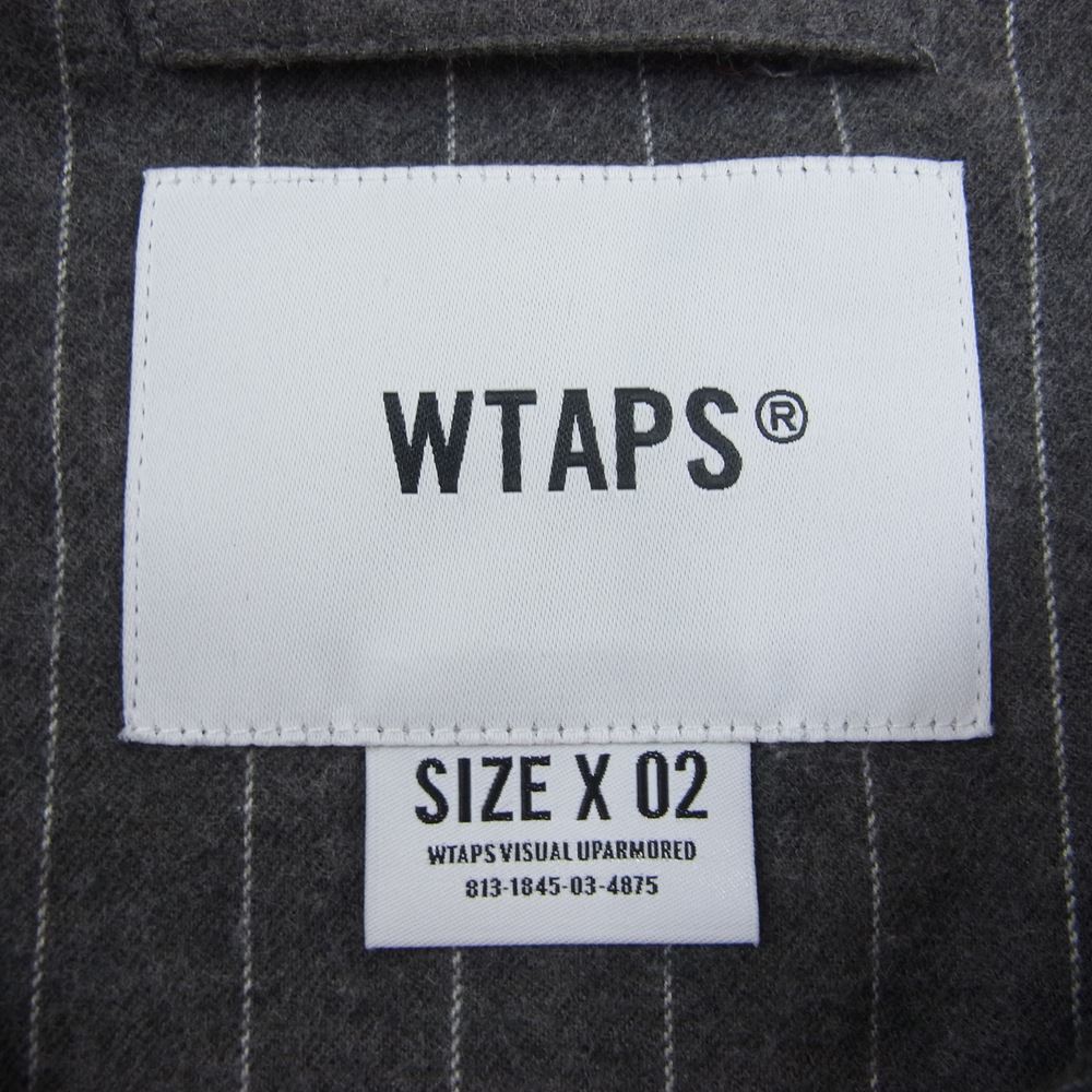 WTAPS ダブルタップス 22SS 221TQDT-SHM01 LEAGUE/LS/COTTON.FLANNEL.STRIPE リーグ ロングスリーブ シャツ フランネル ストライプ  グレー系 2【中古】