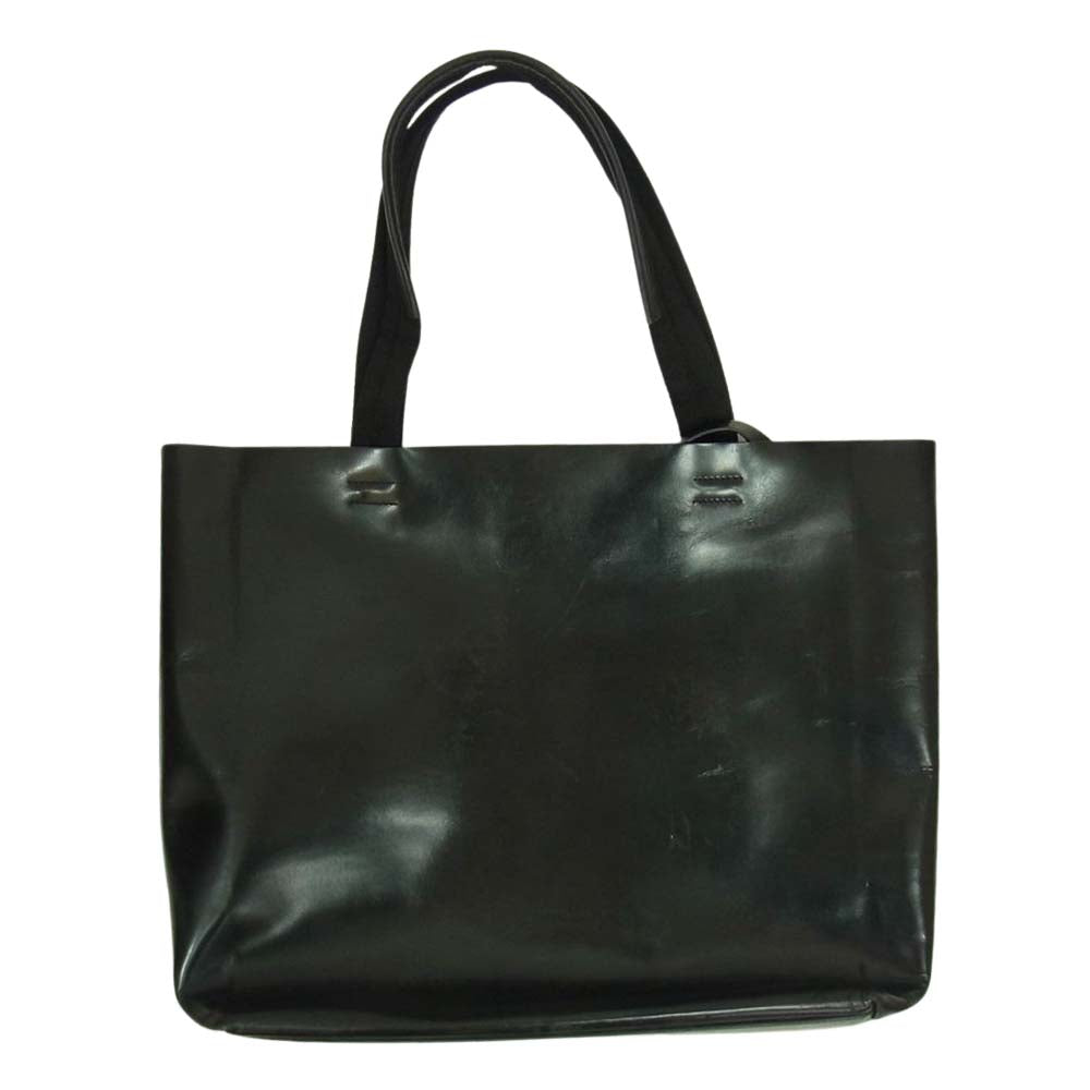 PRADA プラダ レザー ロゴ 型抜き トート バッグ ブラック系【中古】