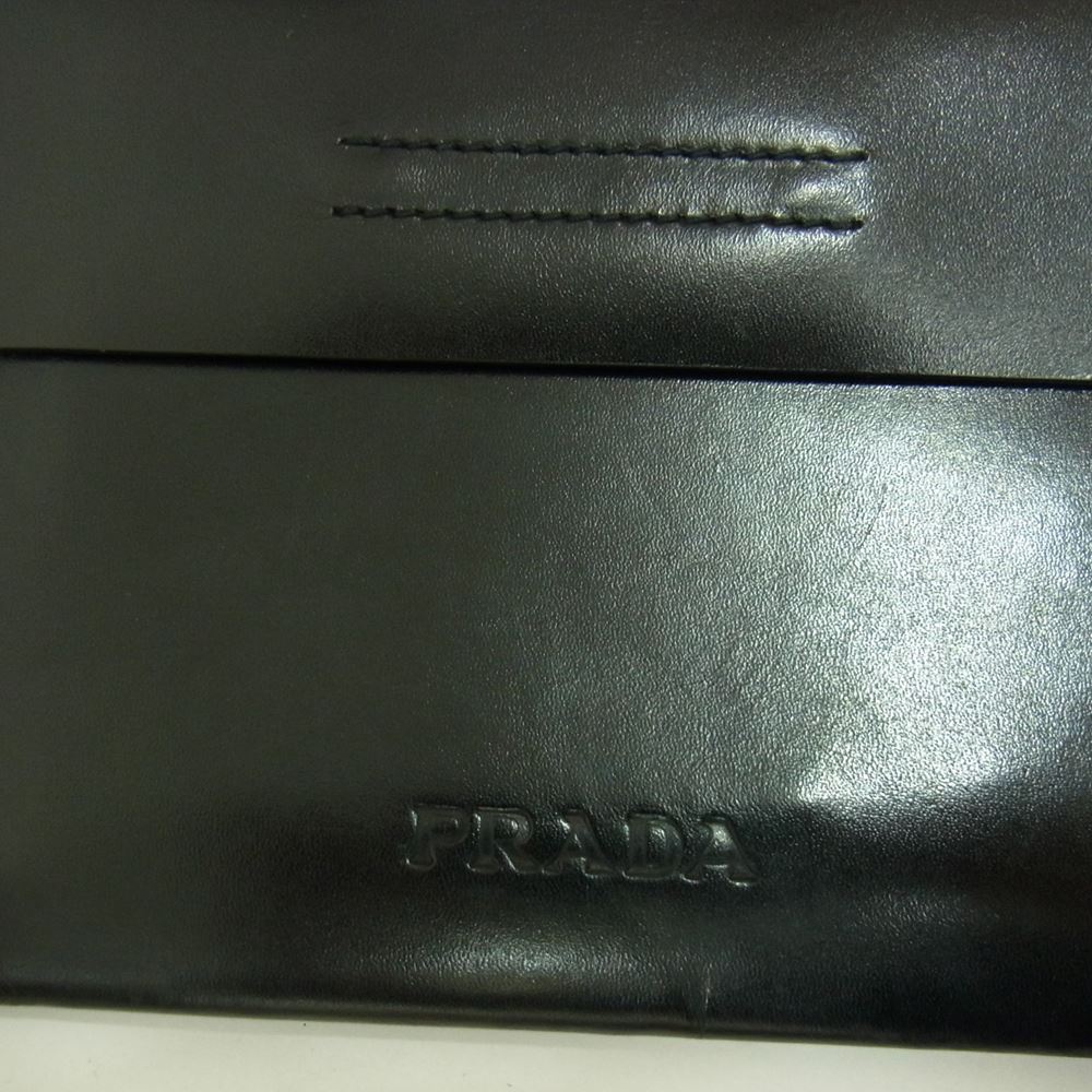 PRADA プラダ レザー ロゴ 型抜き トート バッグ ブラック系【中古】