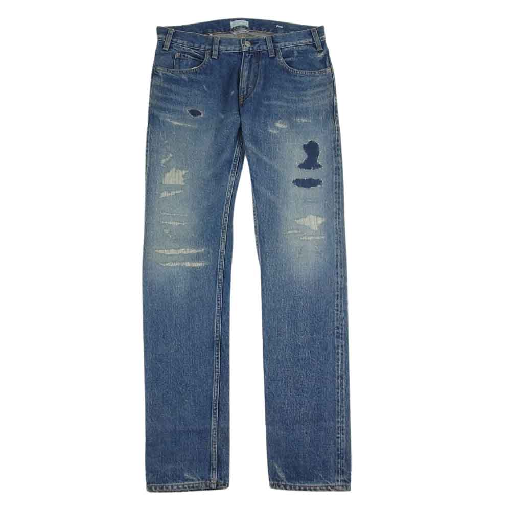 リデアル 95263007 クラッシュ加工 セルビッチ デニム パンツ  ライトブルー系【中古】