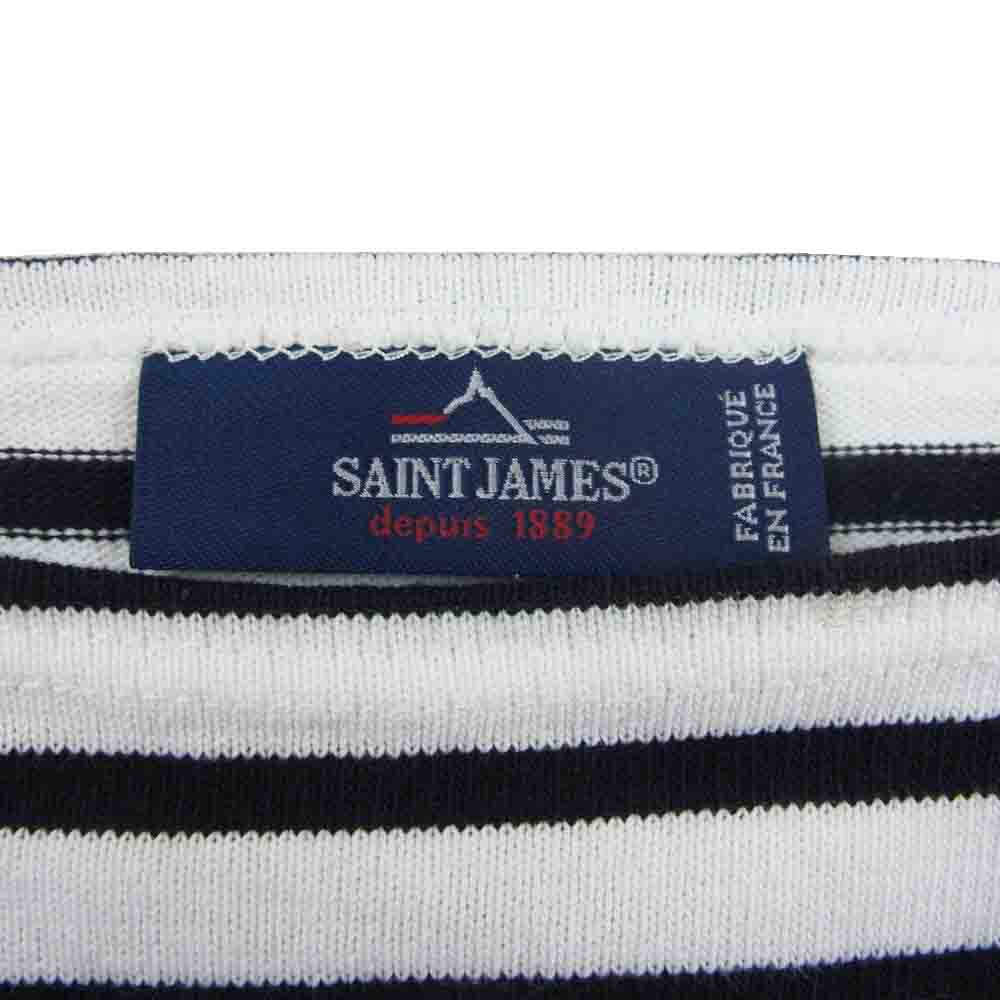 SAINT JAMES セントジェームス ボーダー バスク シャツ カットソー ブラック系 ホワイト系 M【中古】