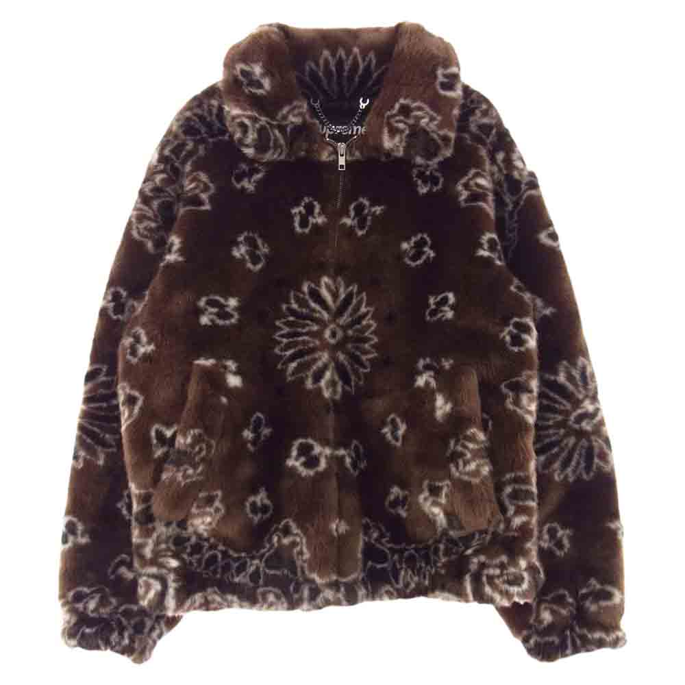 Supreme シュプリーム 21SS  Bandana Faux Fur Bomber Jacket バンダナ フェイクファー ボンバー ジャケット ブラウン系 S【中古】