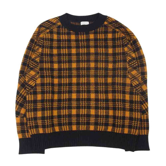 DRIES VAN NOTEN ドリスヴァンノッテン チェック柄 ニット ブラック系 オレンジ系 XS【中古】