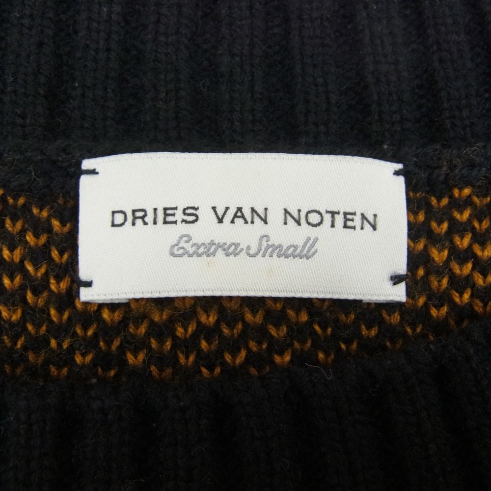 DRIES VAN NOTEN ドリスヴァンノッテン チェック柄 ニット ブラック系 オレンジ系 XS【中古】