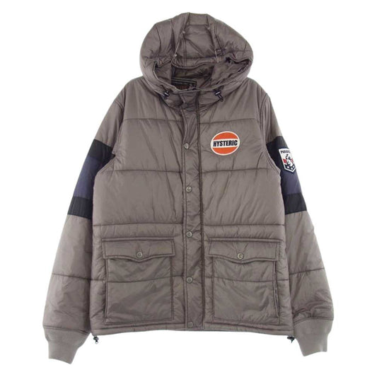 HYSTERIC GLAMOUR ヒステリックグラマー 0263AB03 中綿プリマロフト ワッペン付き ナイロンタフタ フーデッドジャケット グレー系 M【中古】